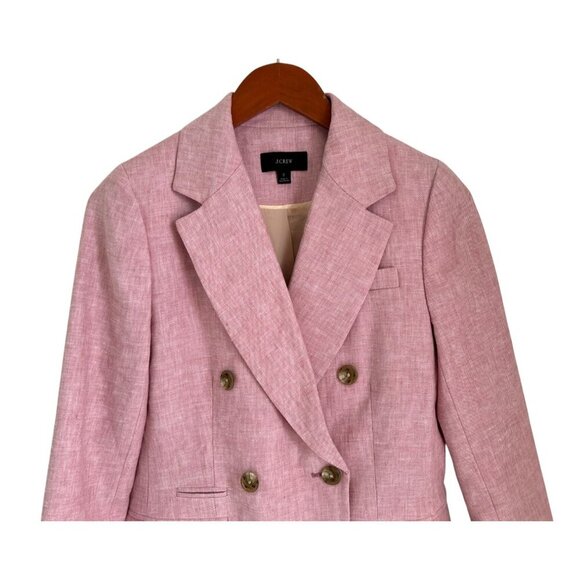 J. Crew Linen Bristol Double-Breasted Long Sleeve Casual Blazer Pink Size 2 - Picture 7 of 14